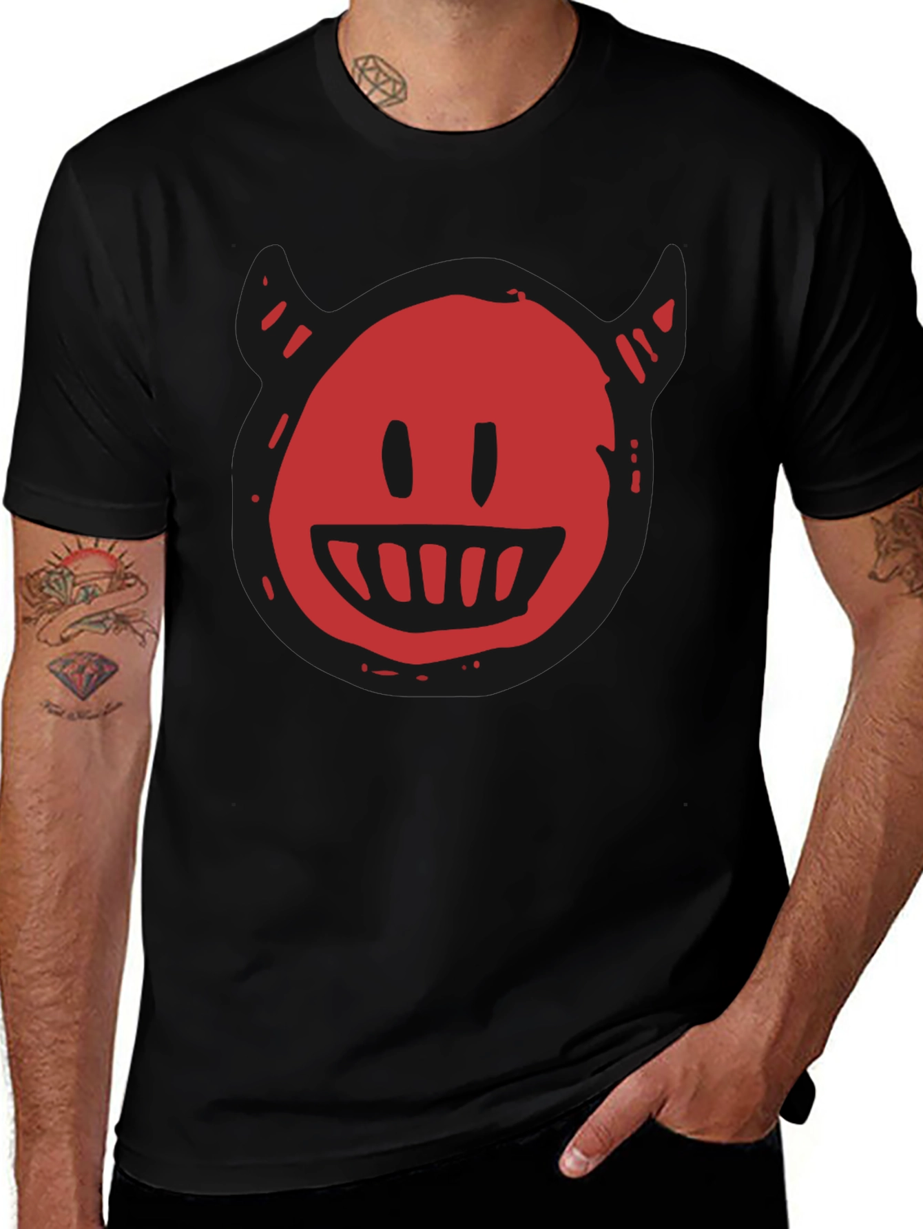 Devil Smiley Graphic T-Shirt - Mens