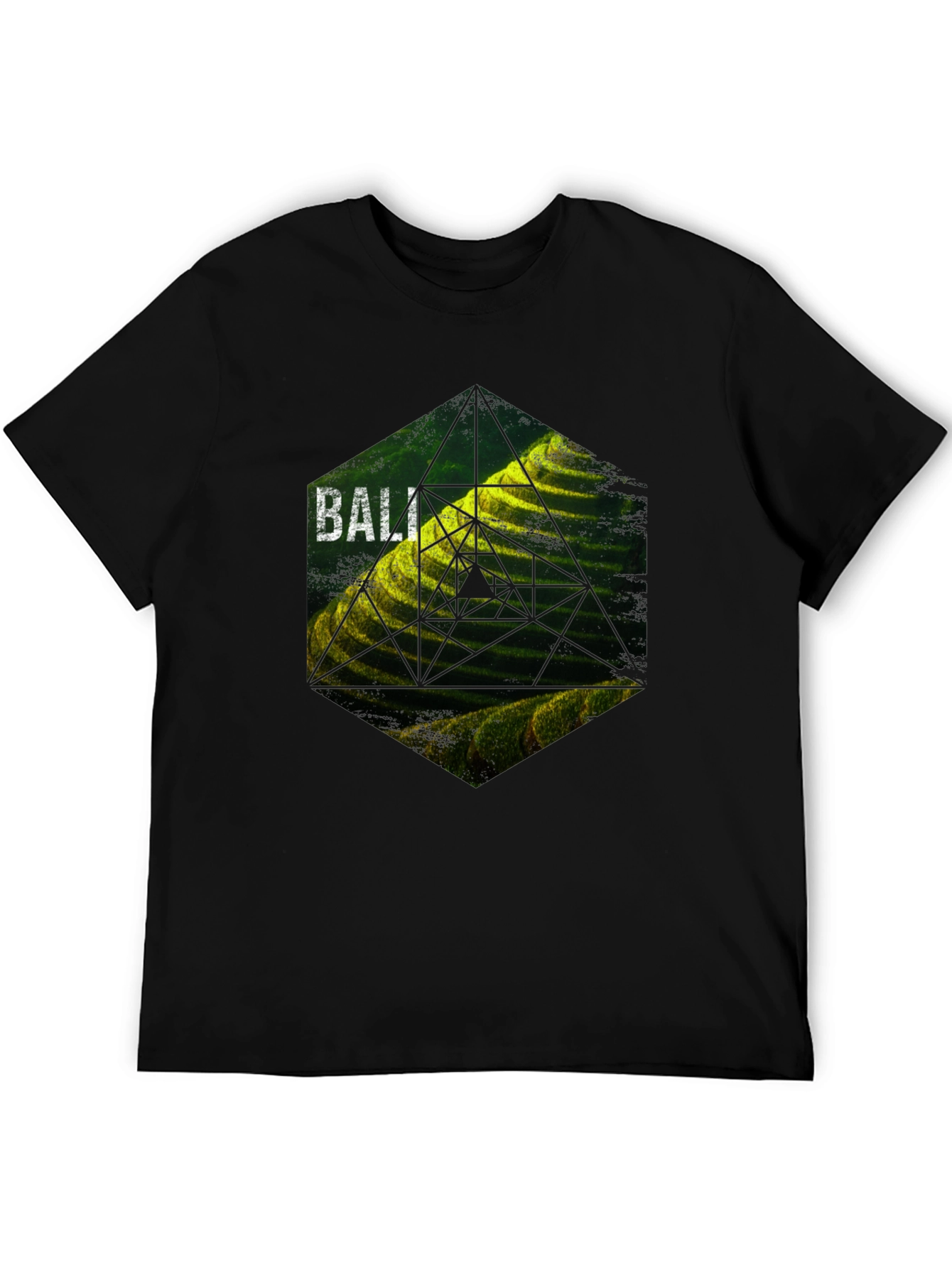 Bali Rice Terraces Graphic Tee - Black