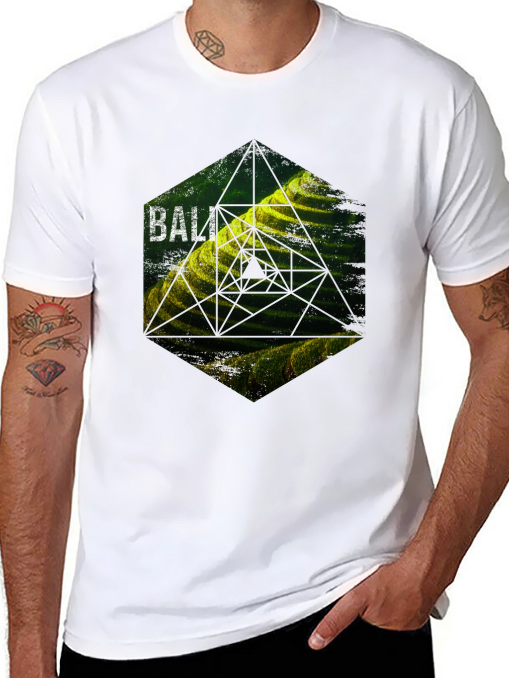 Bali Rice Terraces Graphic Tee - Black