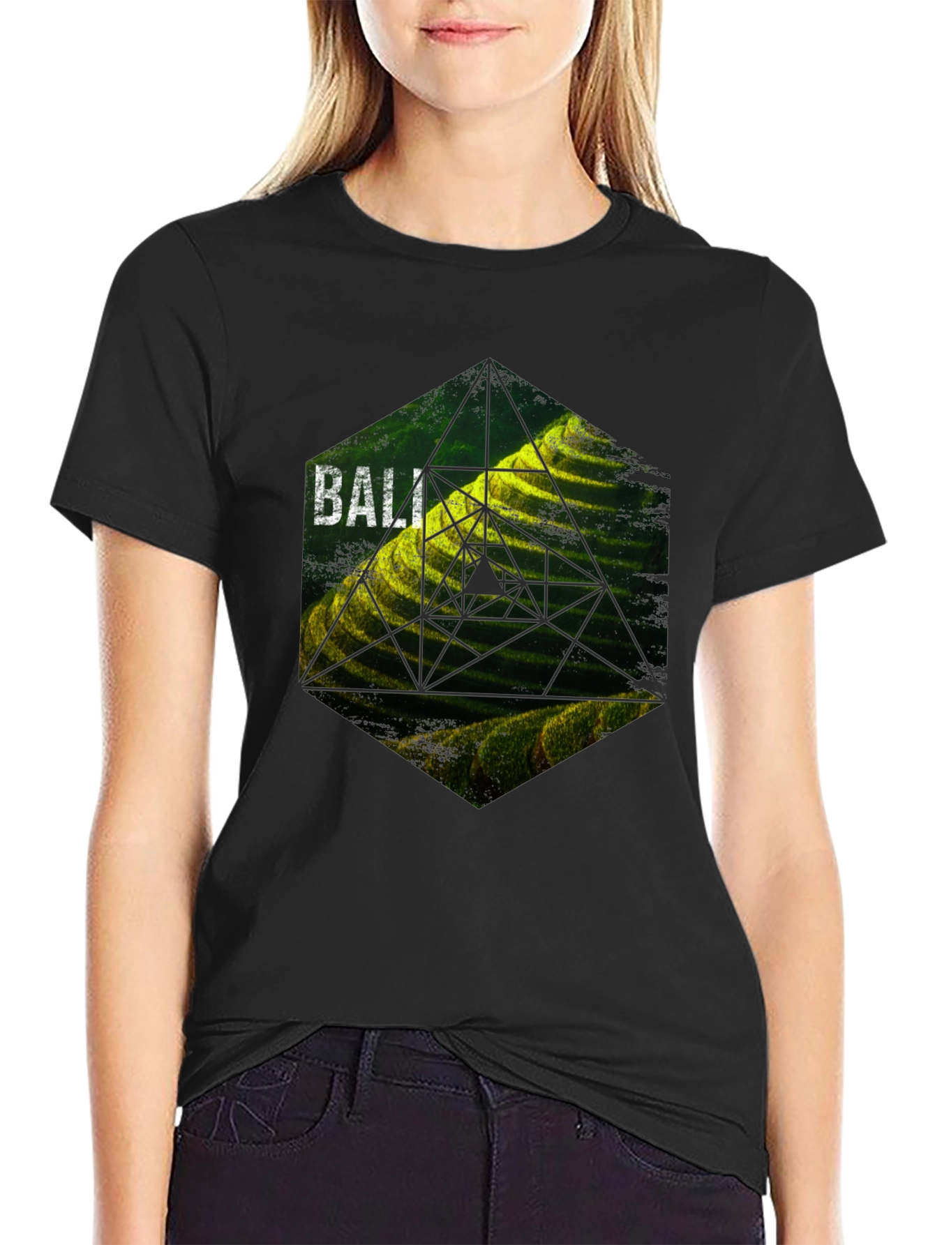 Bali Rice Terraces Graphic Tee - Black