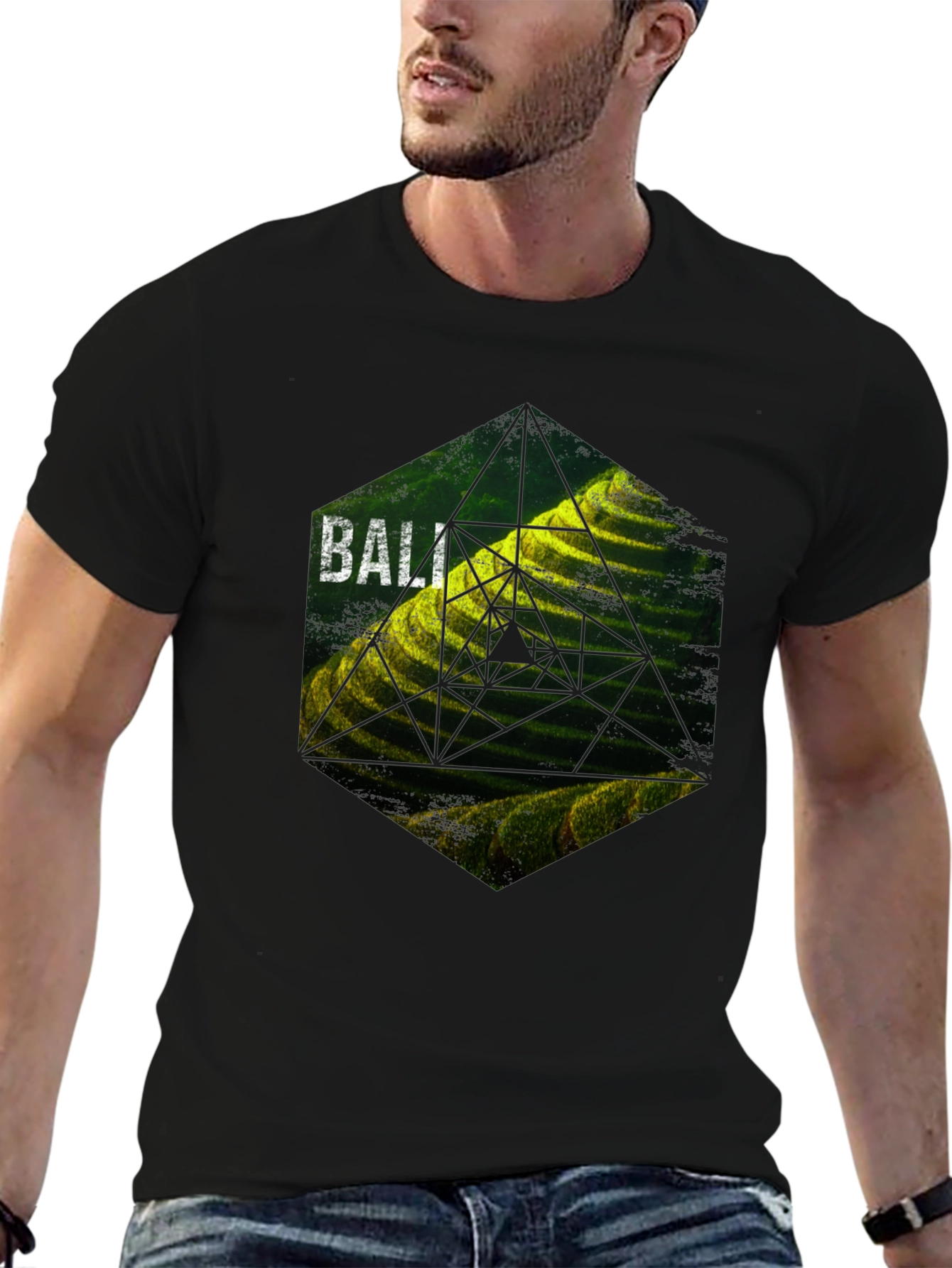 Bali Rice Terraces Graphic Tee - Black