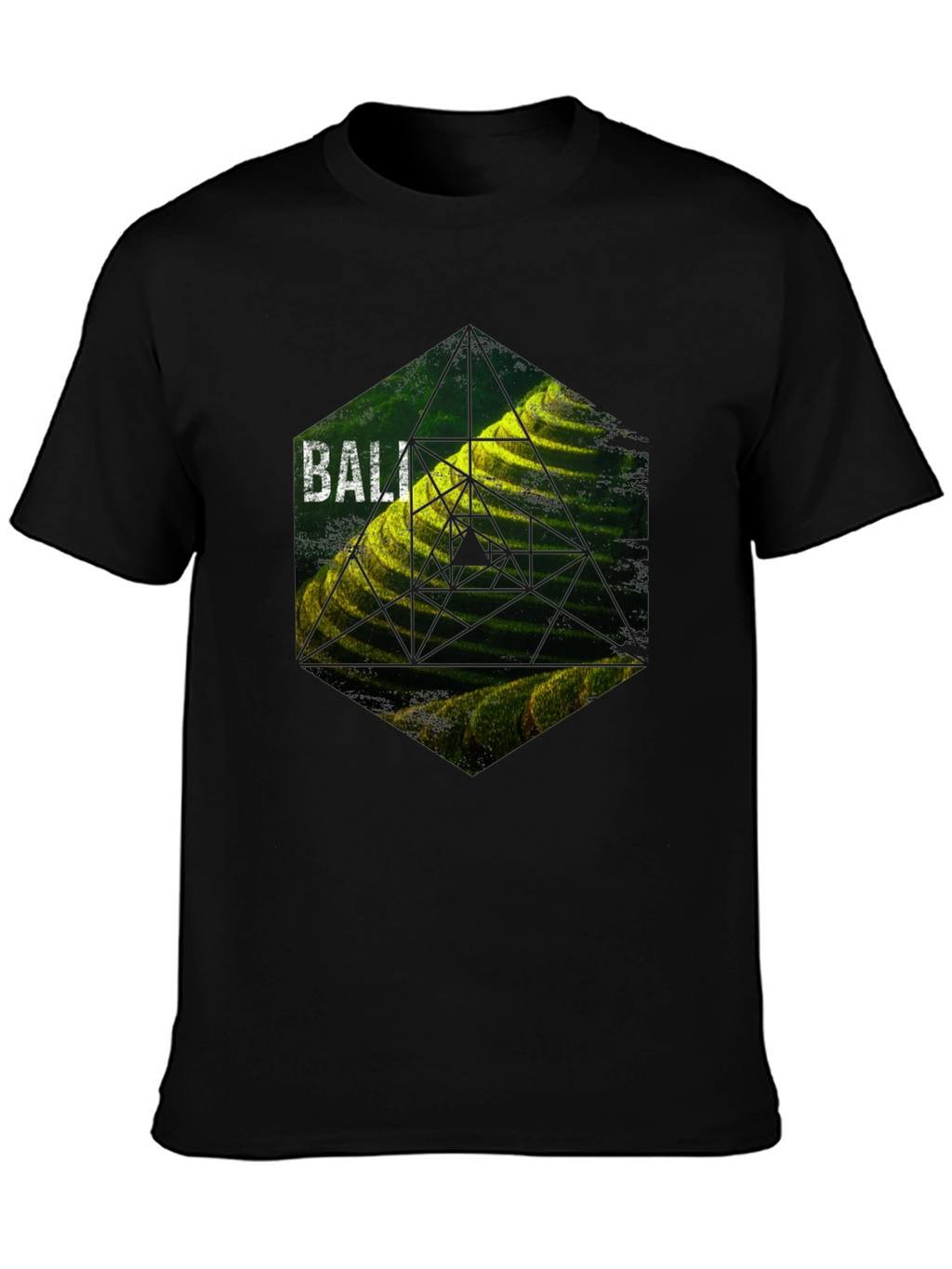 Bali Rice Terraces Graphic Tee - Black