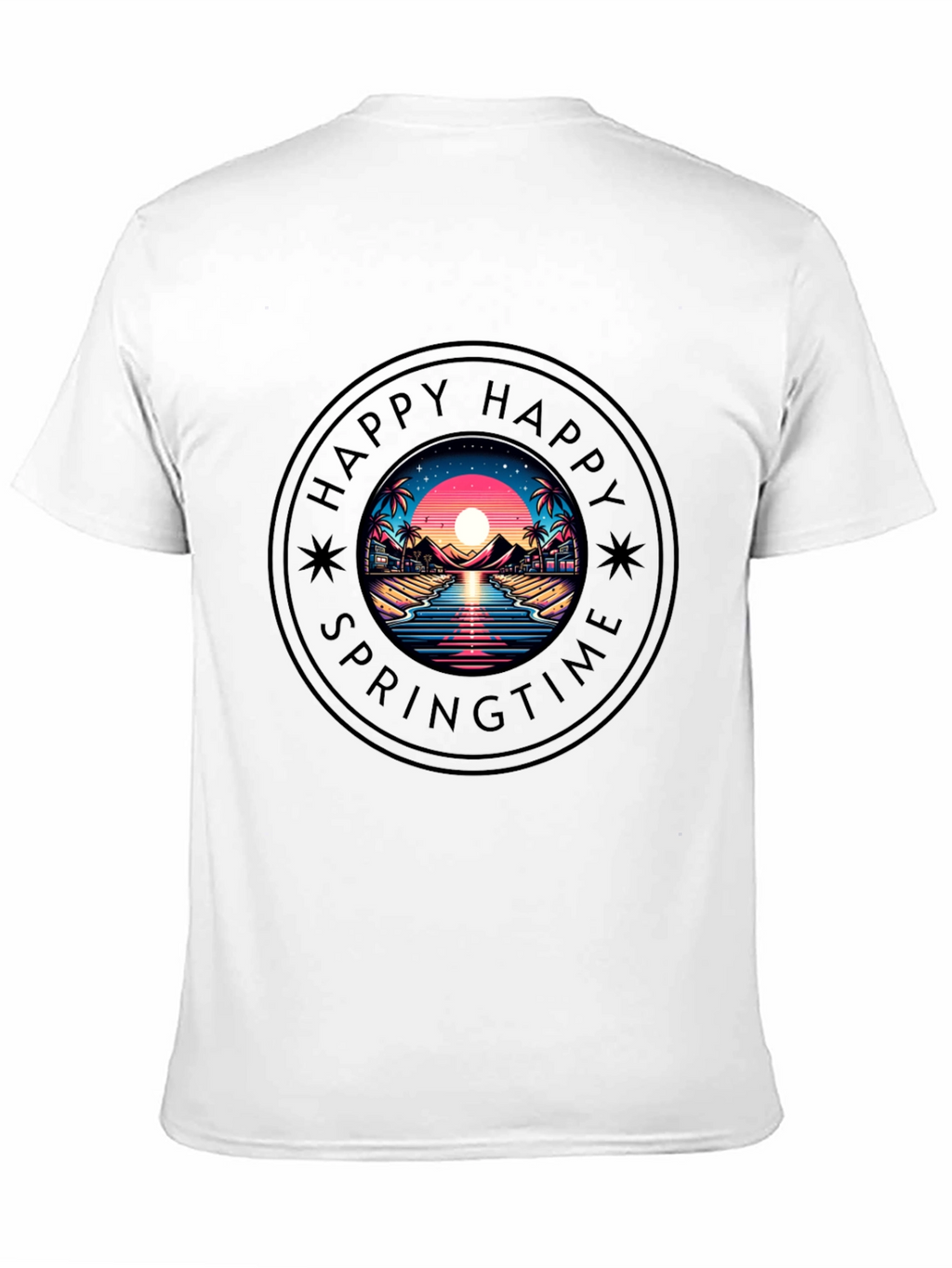 Happy Springtime Graphic Black T-Shirt