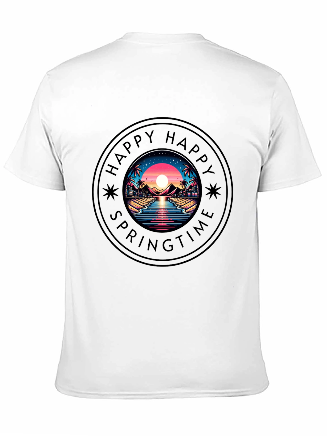 Happy Springtime Graphic Black T-Shirt