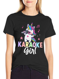 Karaoke Girl Unicorn Graphic T-Shirt
