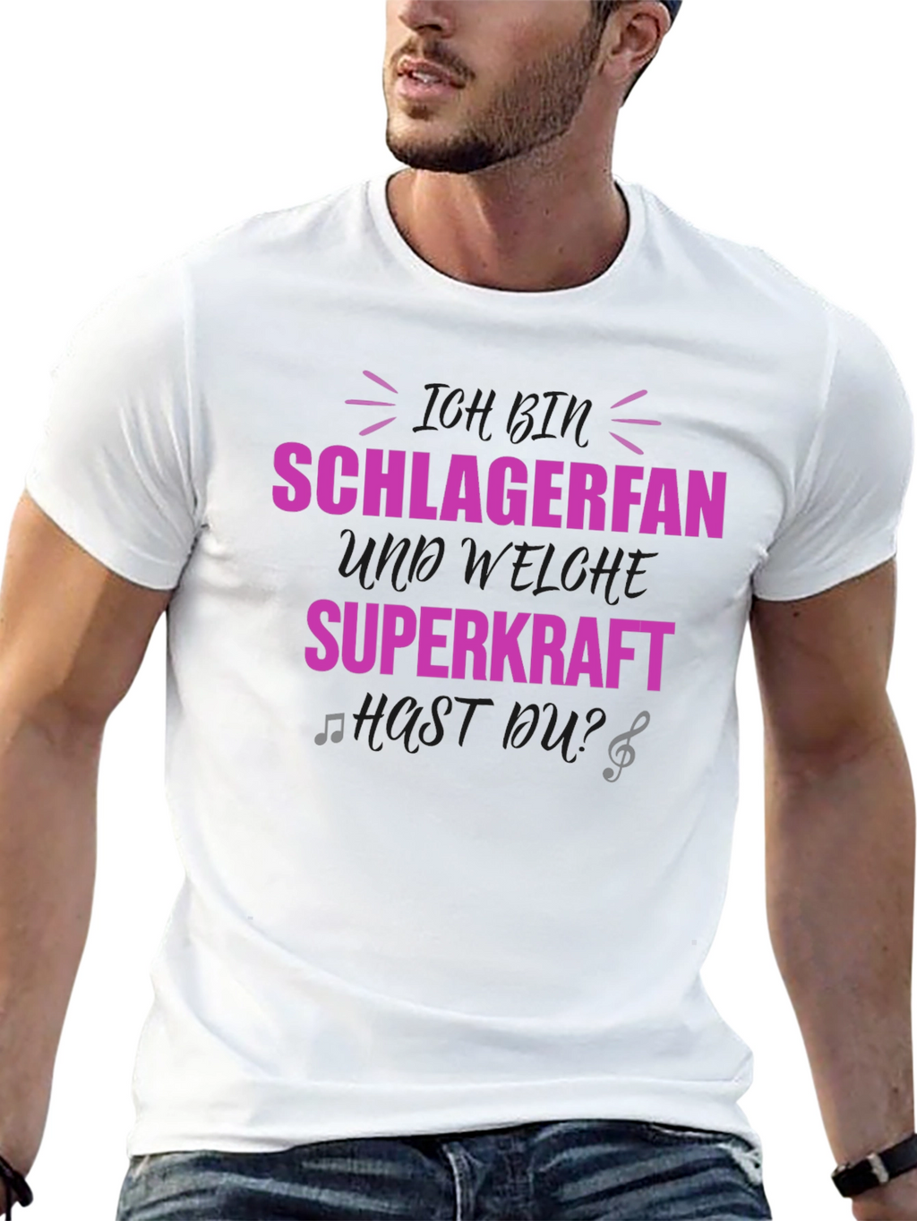 Schlagerfan Superpower Black T-Shirt