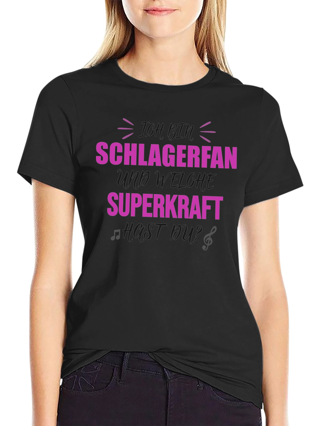 Schlagerfan Superpower Black T-Shirt