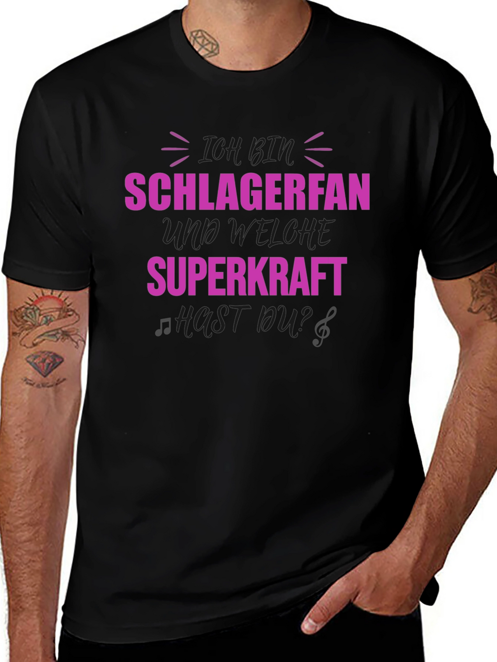 Schlagerfan Superpower Black T-Shirt