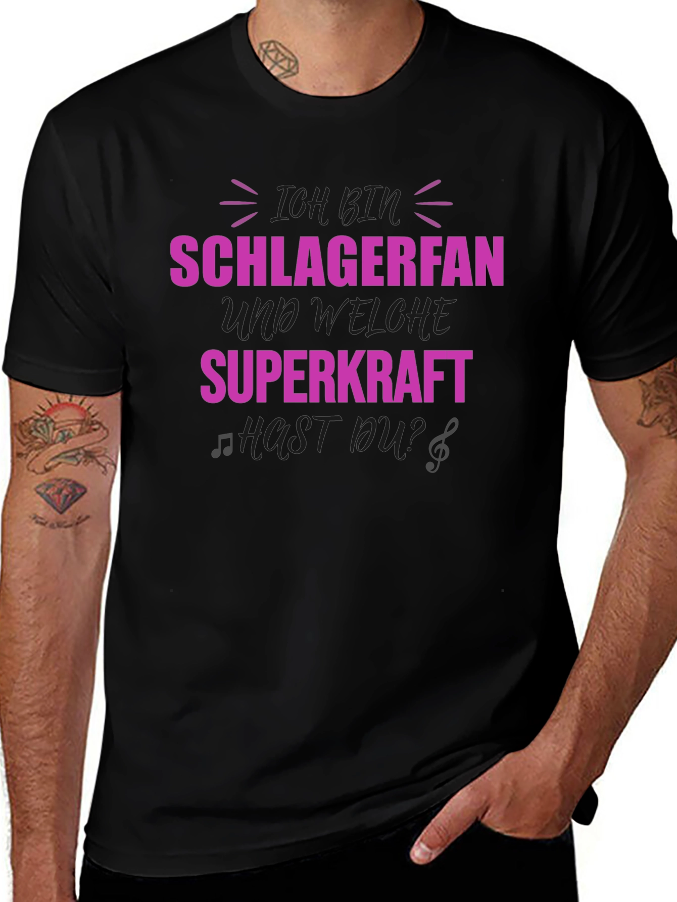 Schlagerfan Superpower Black T-Shirt