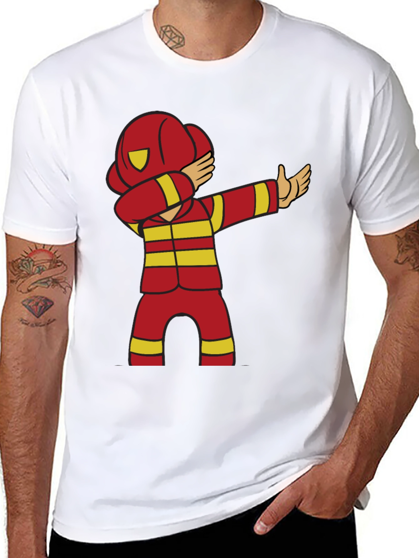 Cartoon Firefighter Dabbing T-Shirt