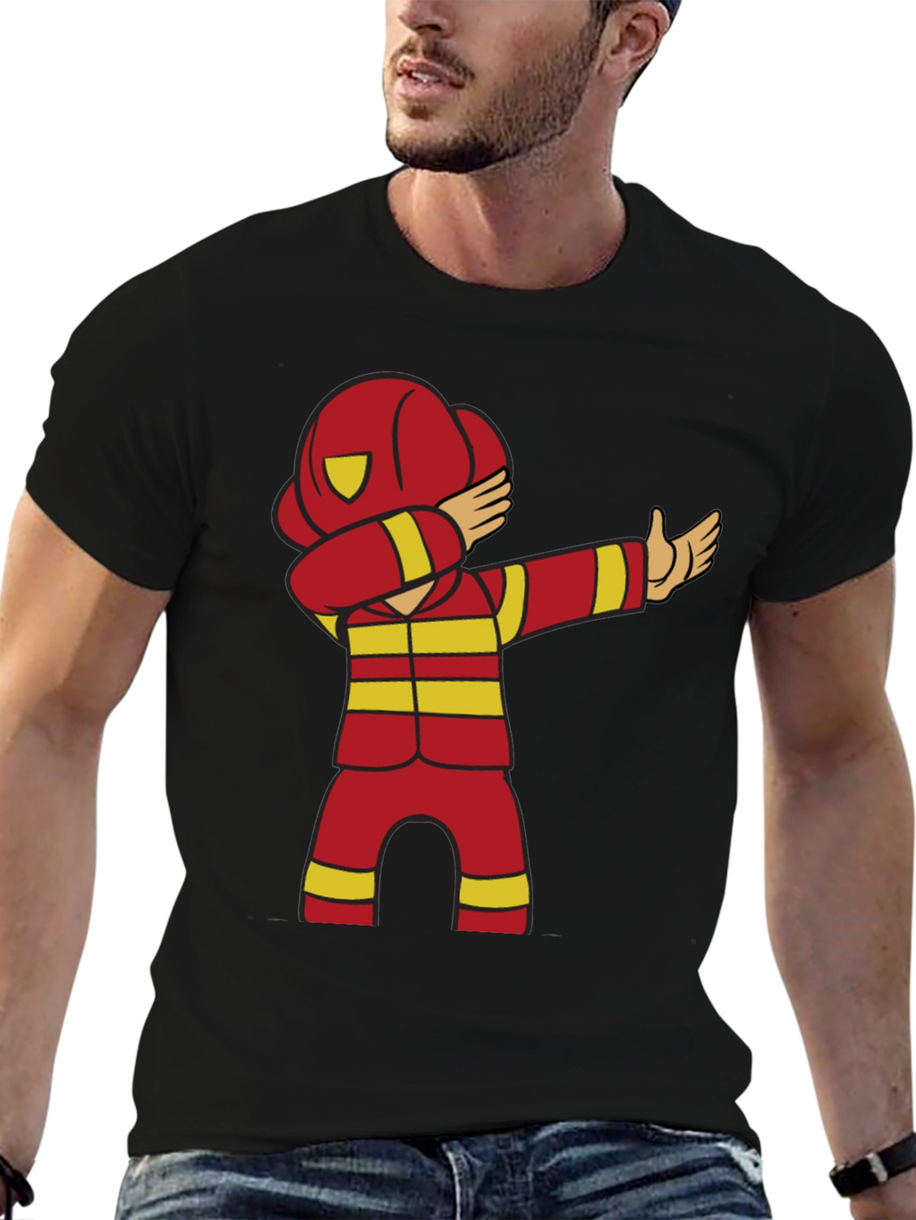 Cartoon Firefighter Dabbing T-Shirt