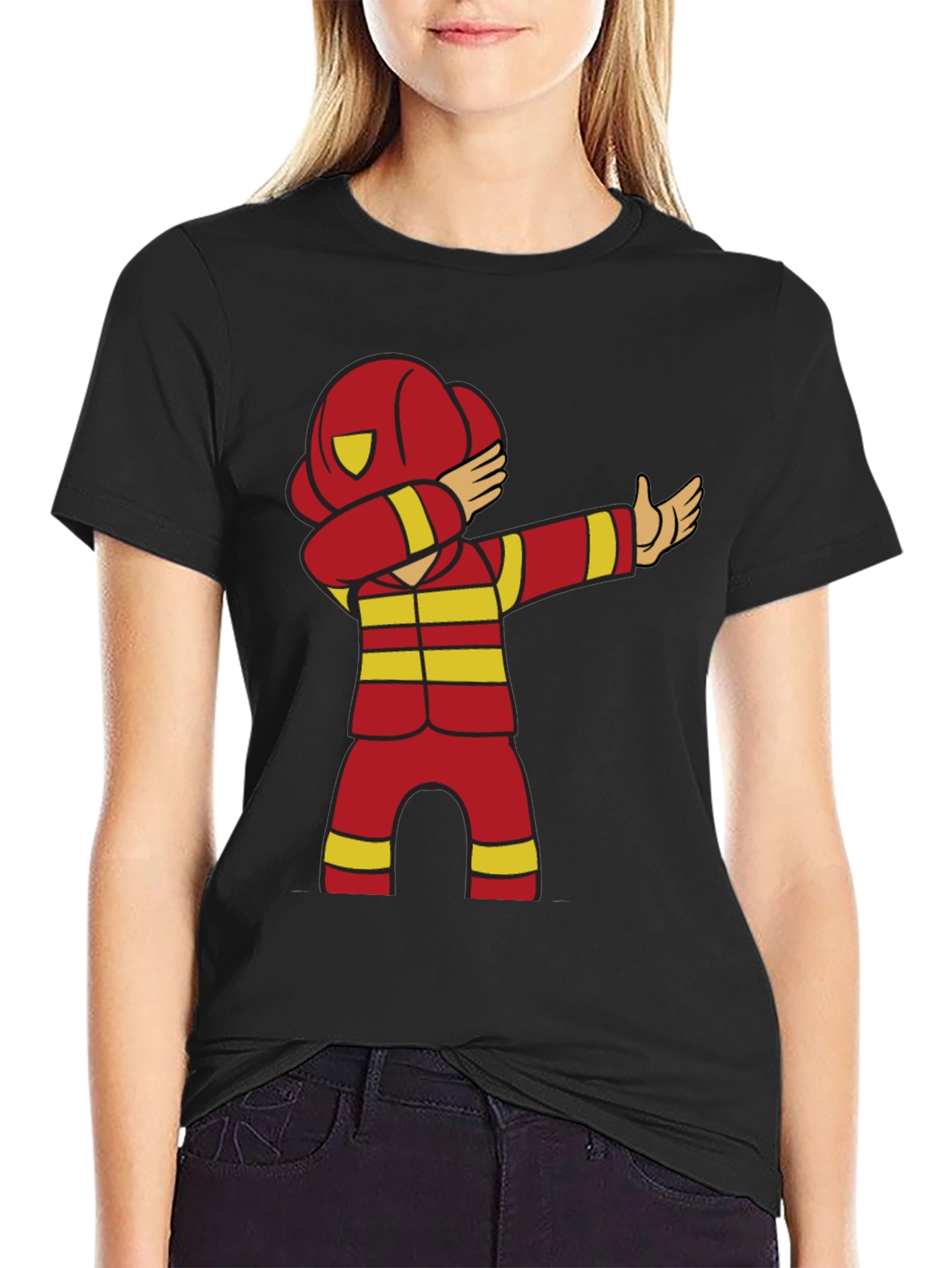 Cartoon Firefighter Dabbing T-Shirt