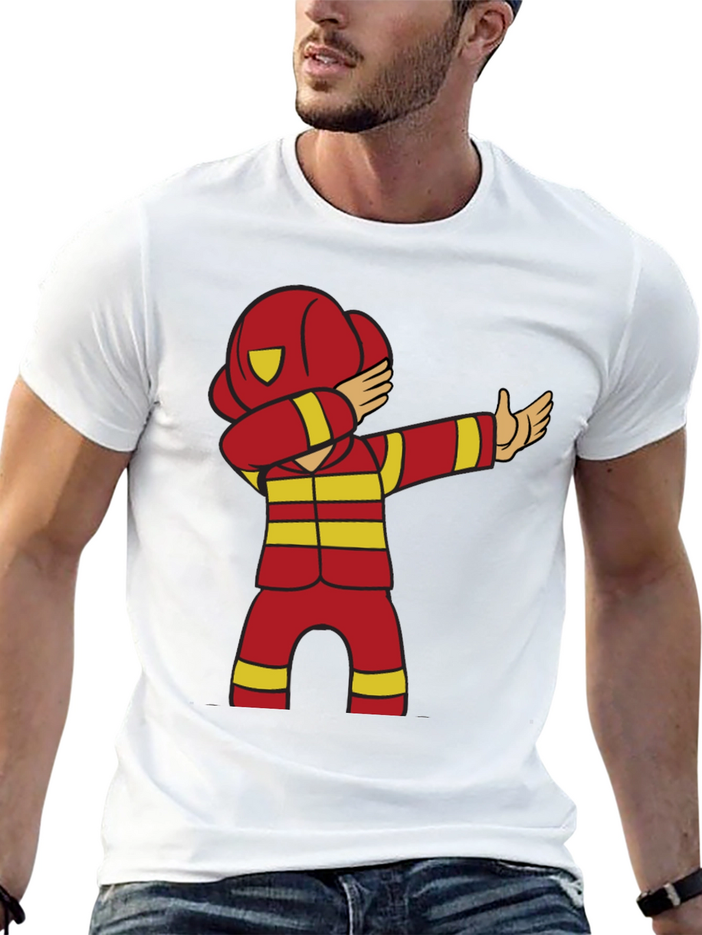 Cartoon Firefighter Dabbing T-Shirt