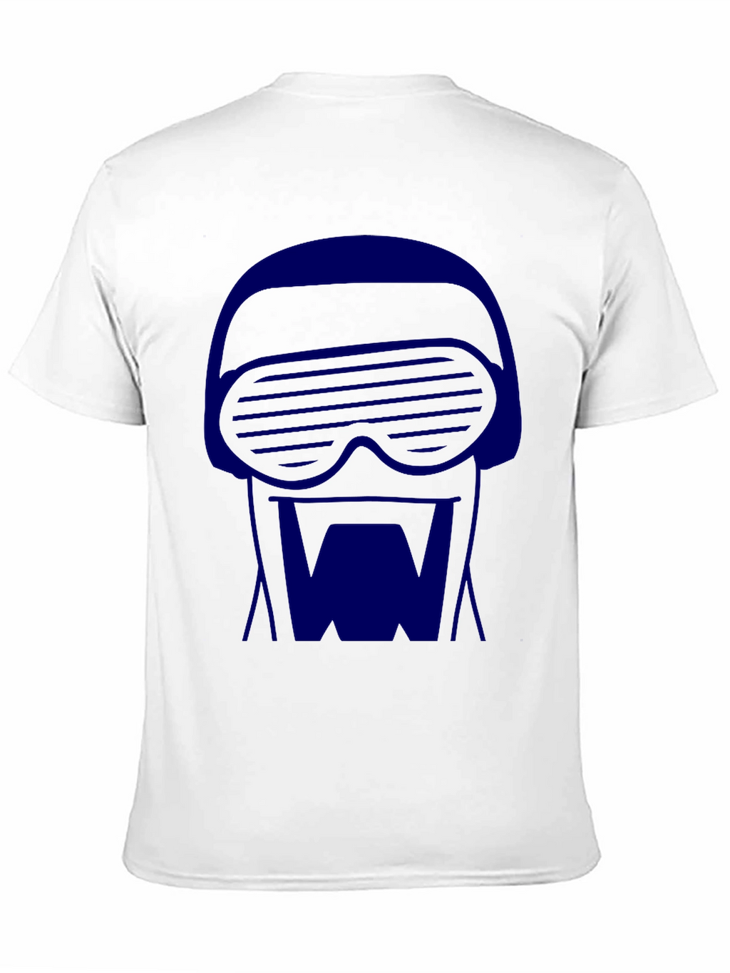 Retro-Cool Black T-Shirt with Blue 80s Robot Graphic