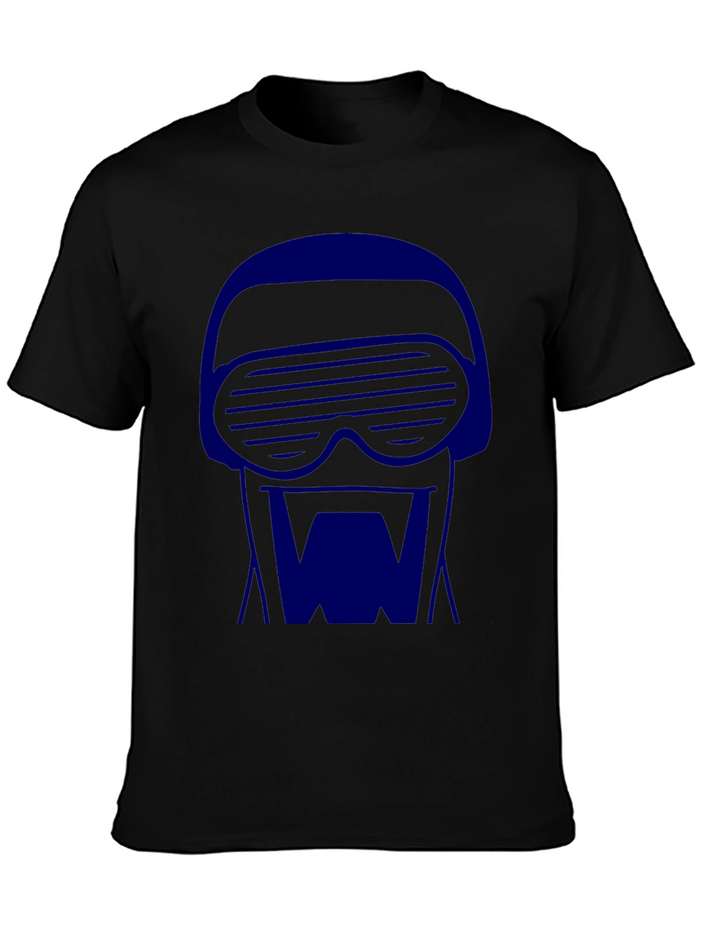 Retro-Cool Black T-Shirt with Blue 80s Robot Graphic