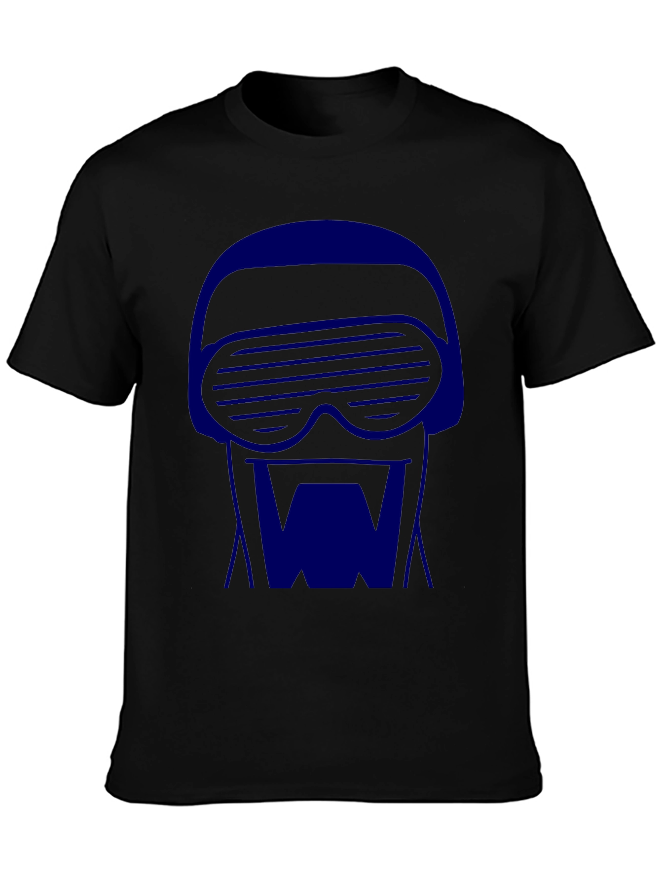 Retro-Cool Black T-Shirt with Blue 80s Robot Graphic