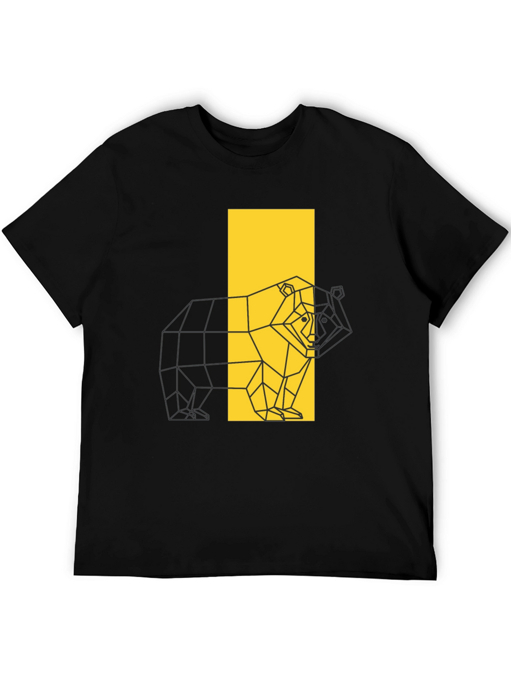 Geometric Bear Graphic Tee - Stylish Black T-Shirt