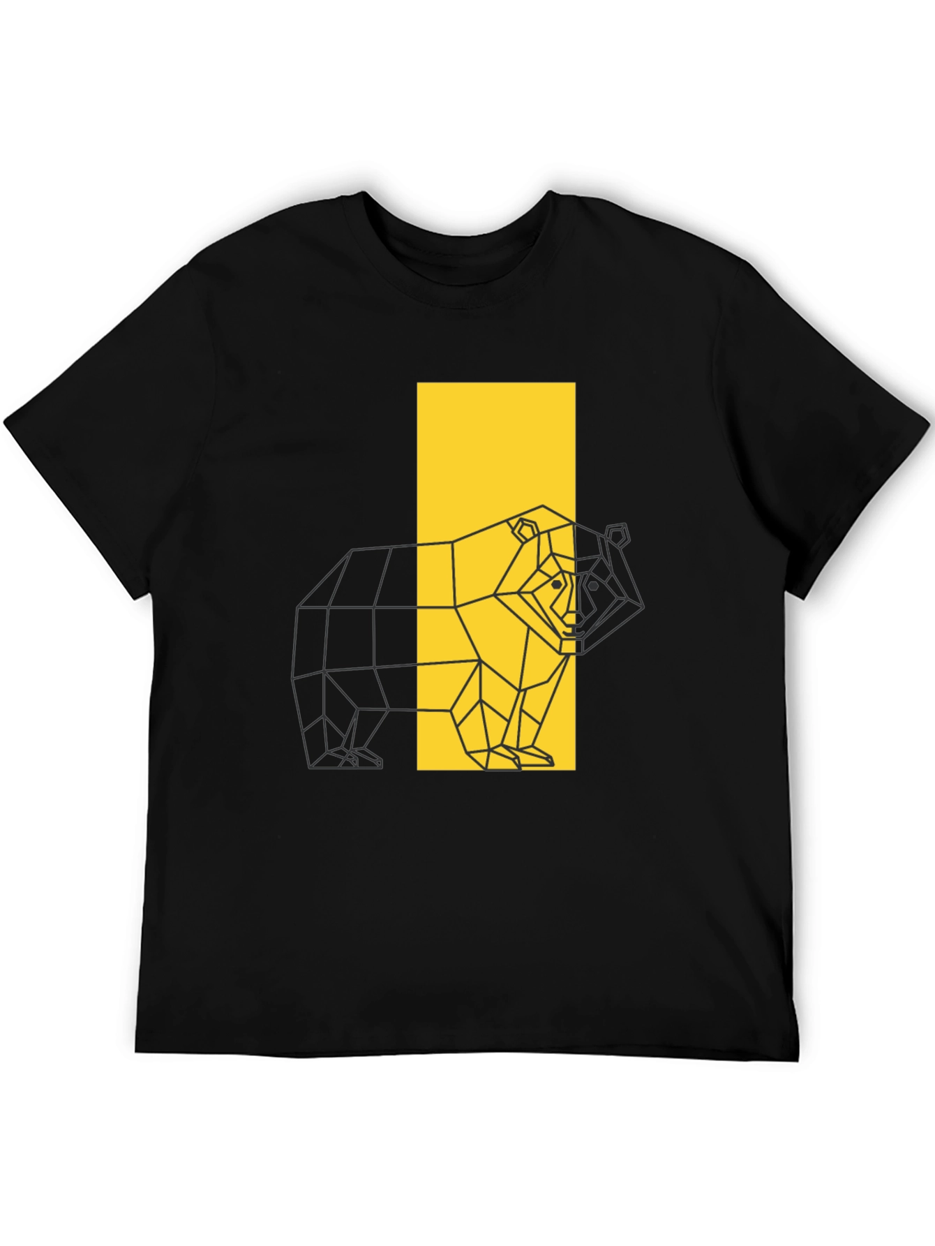 Geometric Bear Graphic Tee - Stylish Black T-Shirt