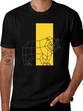 Geometric Bear Graphic Tee - Stylish Black T-Shirt