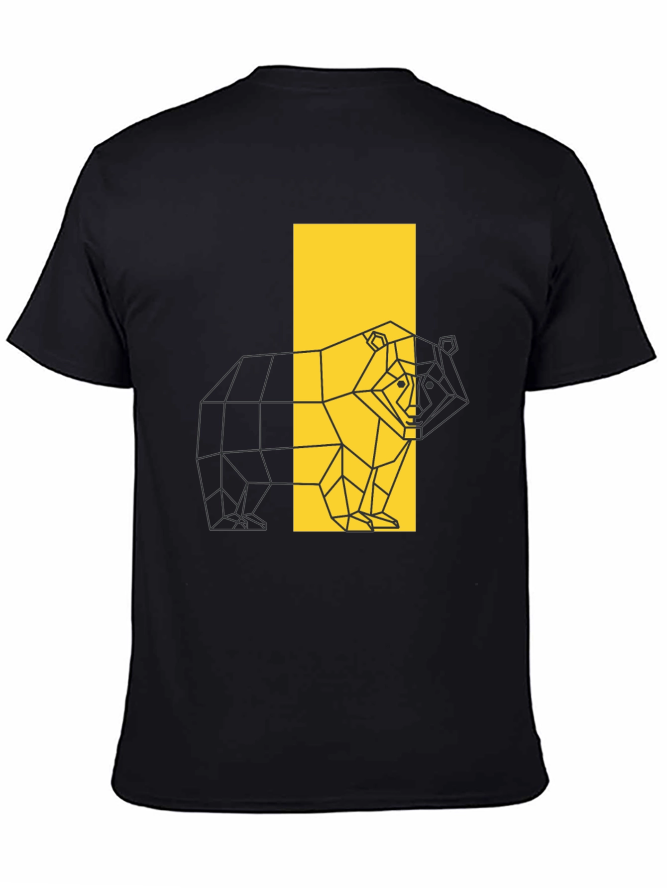 Geometric Bear Graphic Tee - Stylish Black T-Shirt