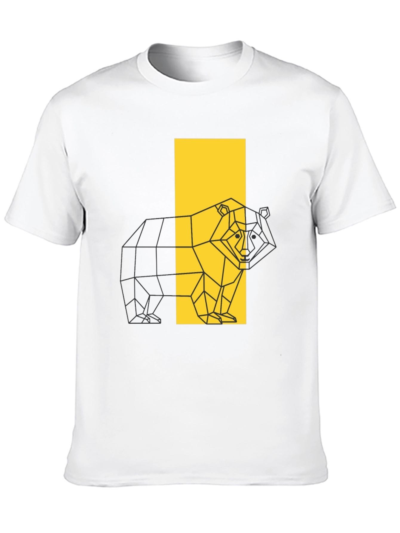 Geometric Bear Graphic Tee - Stylish Black T-Shirt