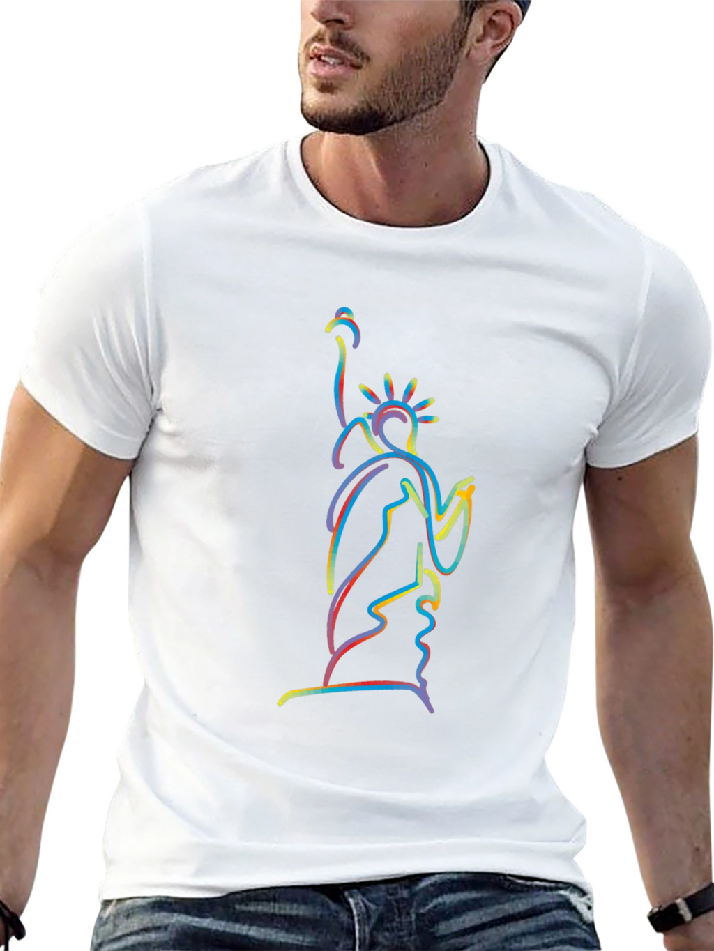 Statue of Liberty Outline Black Graphic Tee