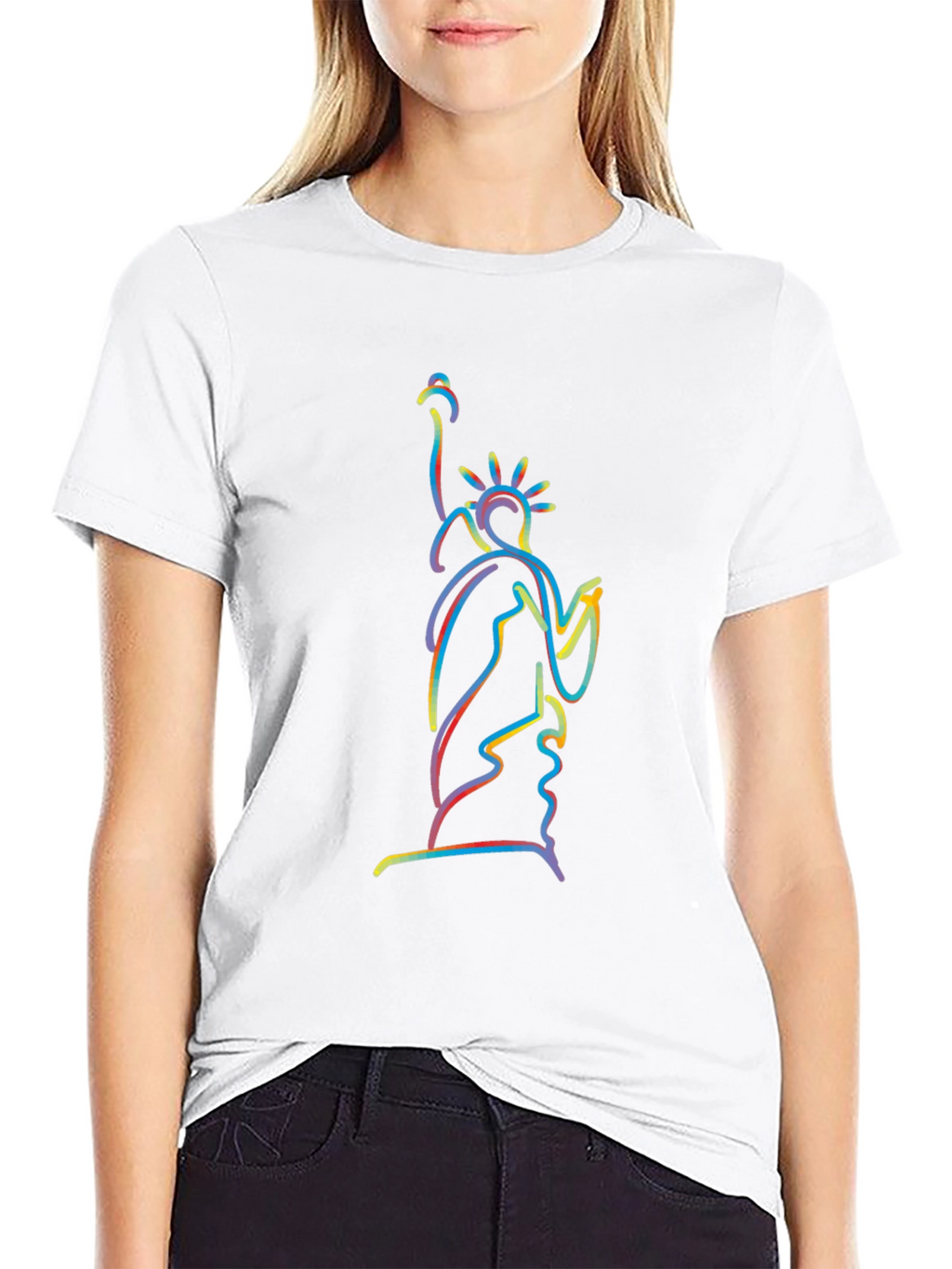 Statue of Liberty Outline Black Graphic Tee
