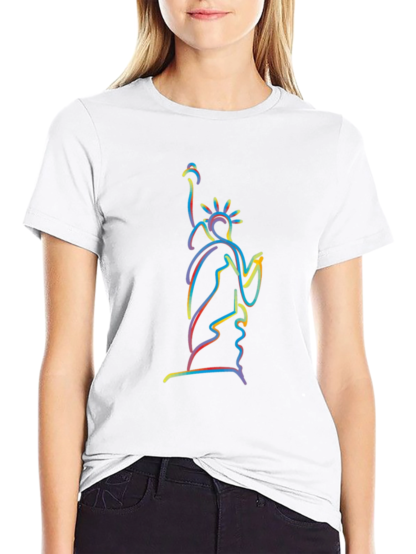 Statue of Liberty Outline Black Graphic Tee