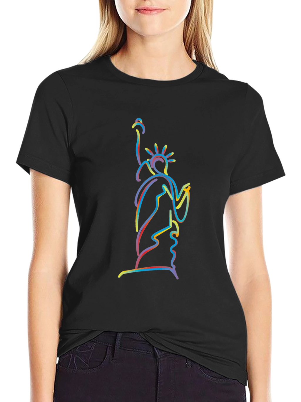 Statue of Liberty Outline Black Graphic Tee