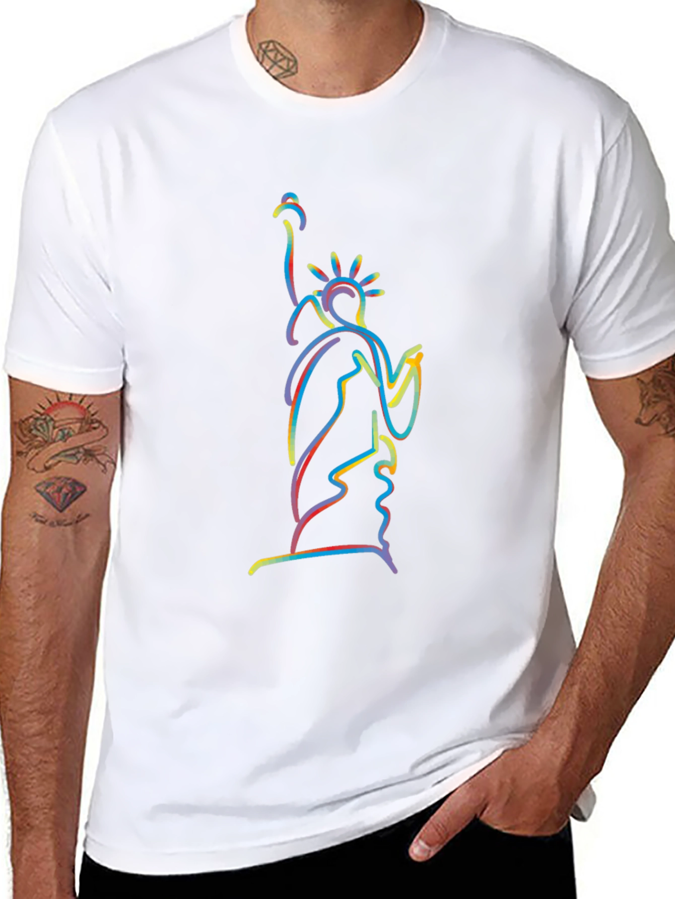 Statue of Liberty Outline Black Graphic Tee