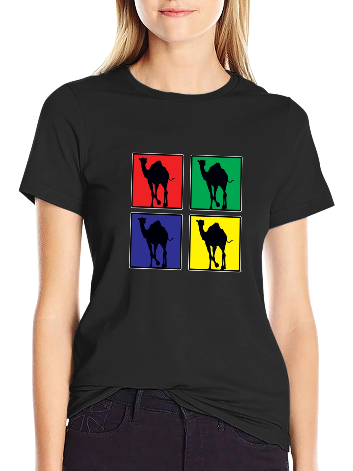 Camel Pop Art Black T-Shirt