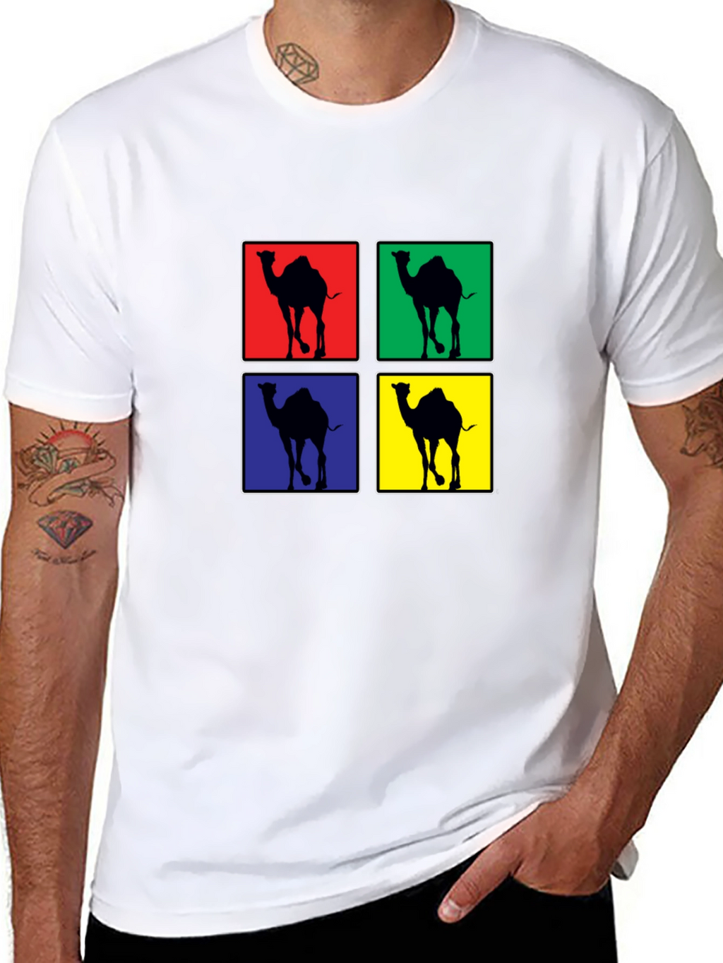 Camel Pop Art Black T-Shirt