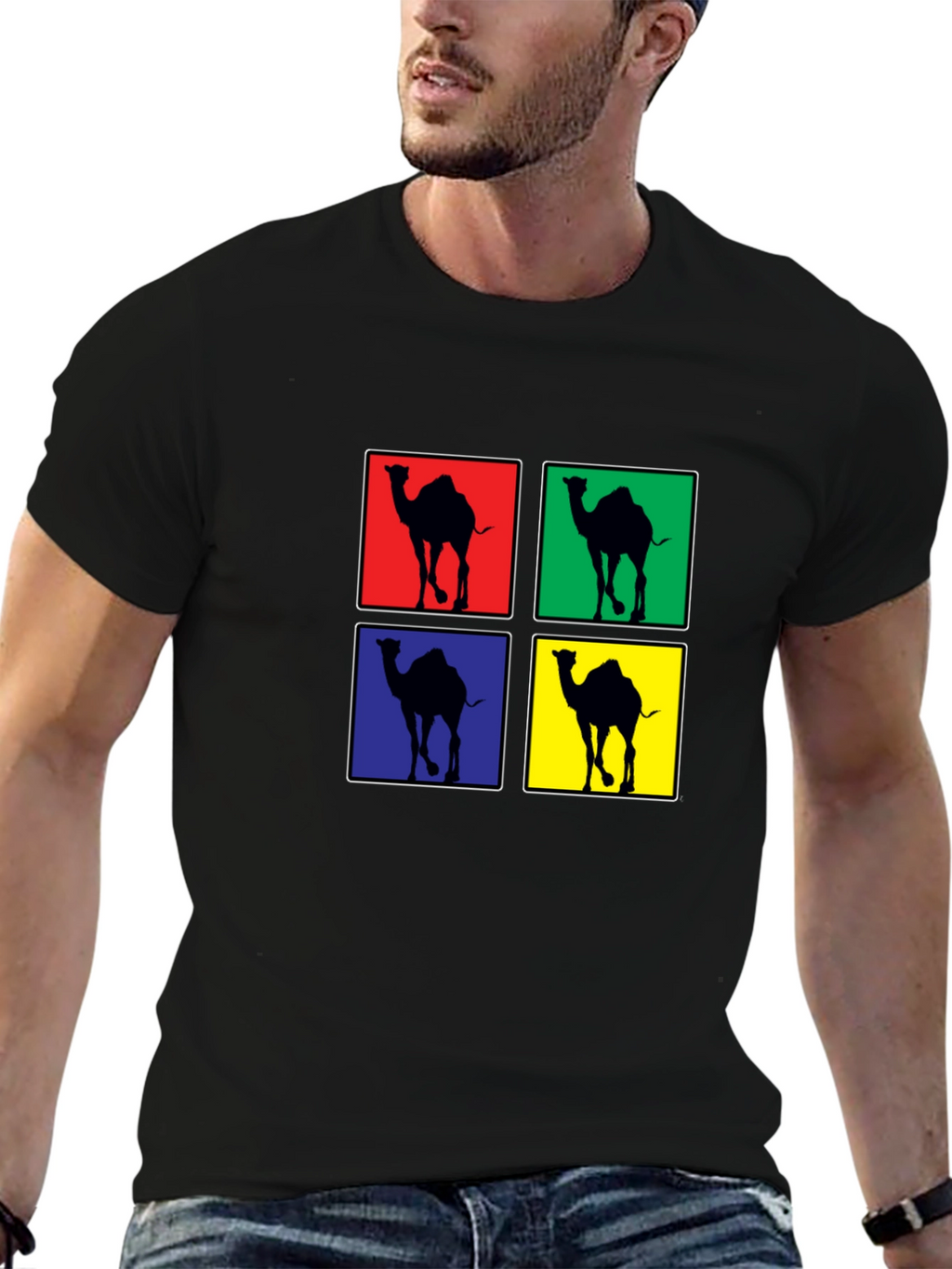 Camel Pop Art Black T-Shirt