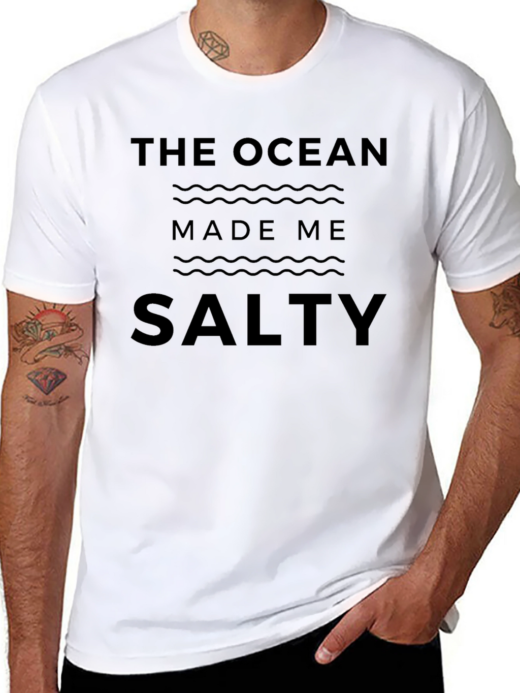 The Ocean Made Me Salty Black T-Shirt