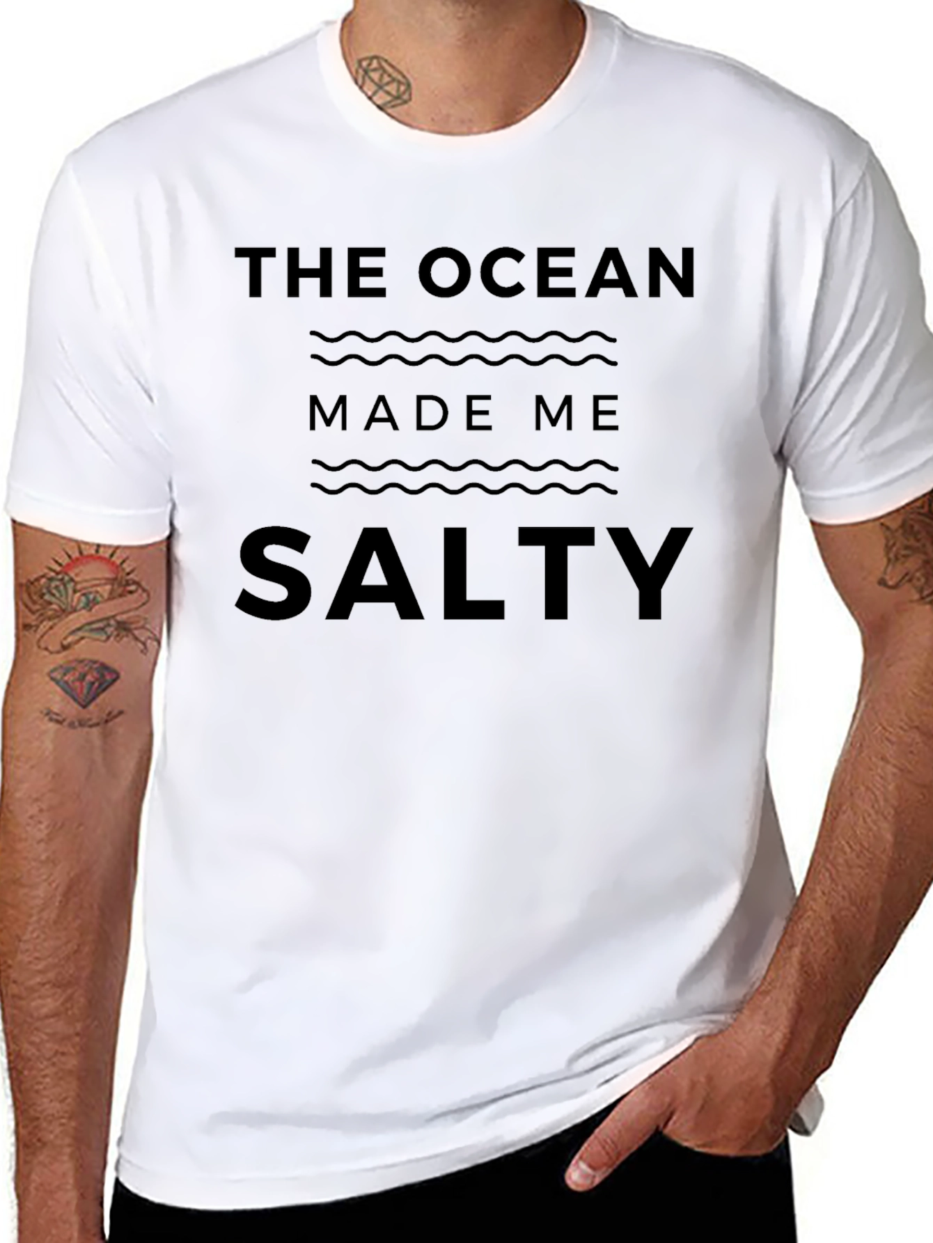 The Ocean Made Me Salty Black T-Shirt