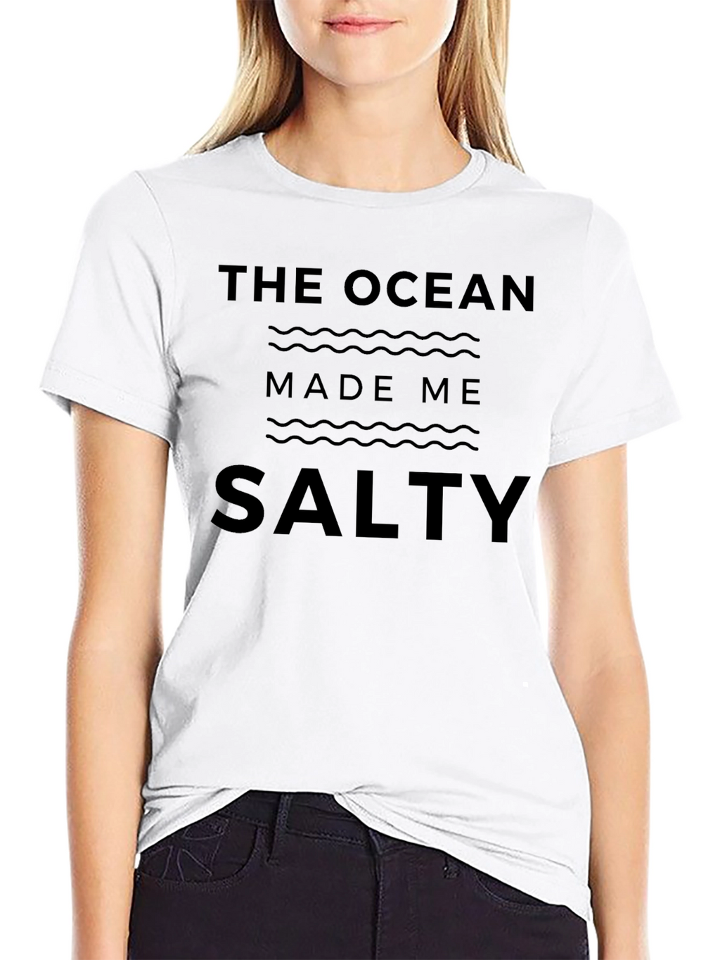 The Ocean Made Me Salty Black T-Shirt