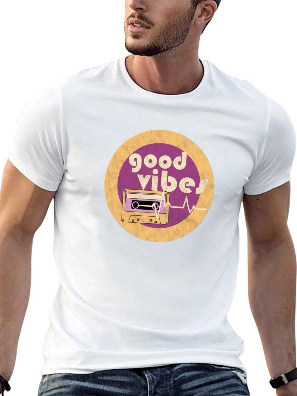 Good Vibes Cassette Tape Graphic Tee - Retro Style