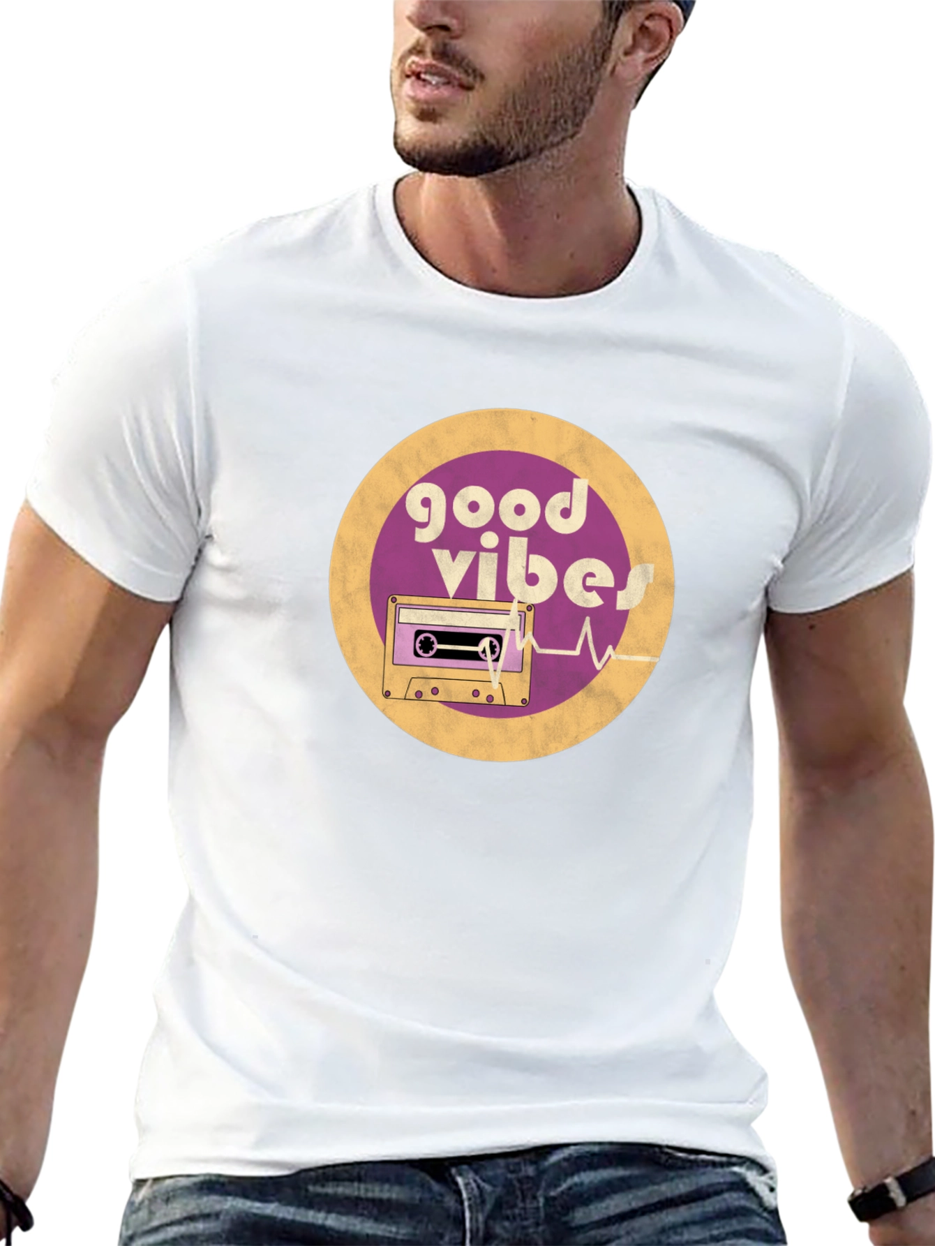 Good Vibes Cassette Tape Graphic Tee - Retro Style