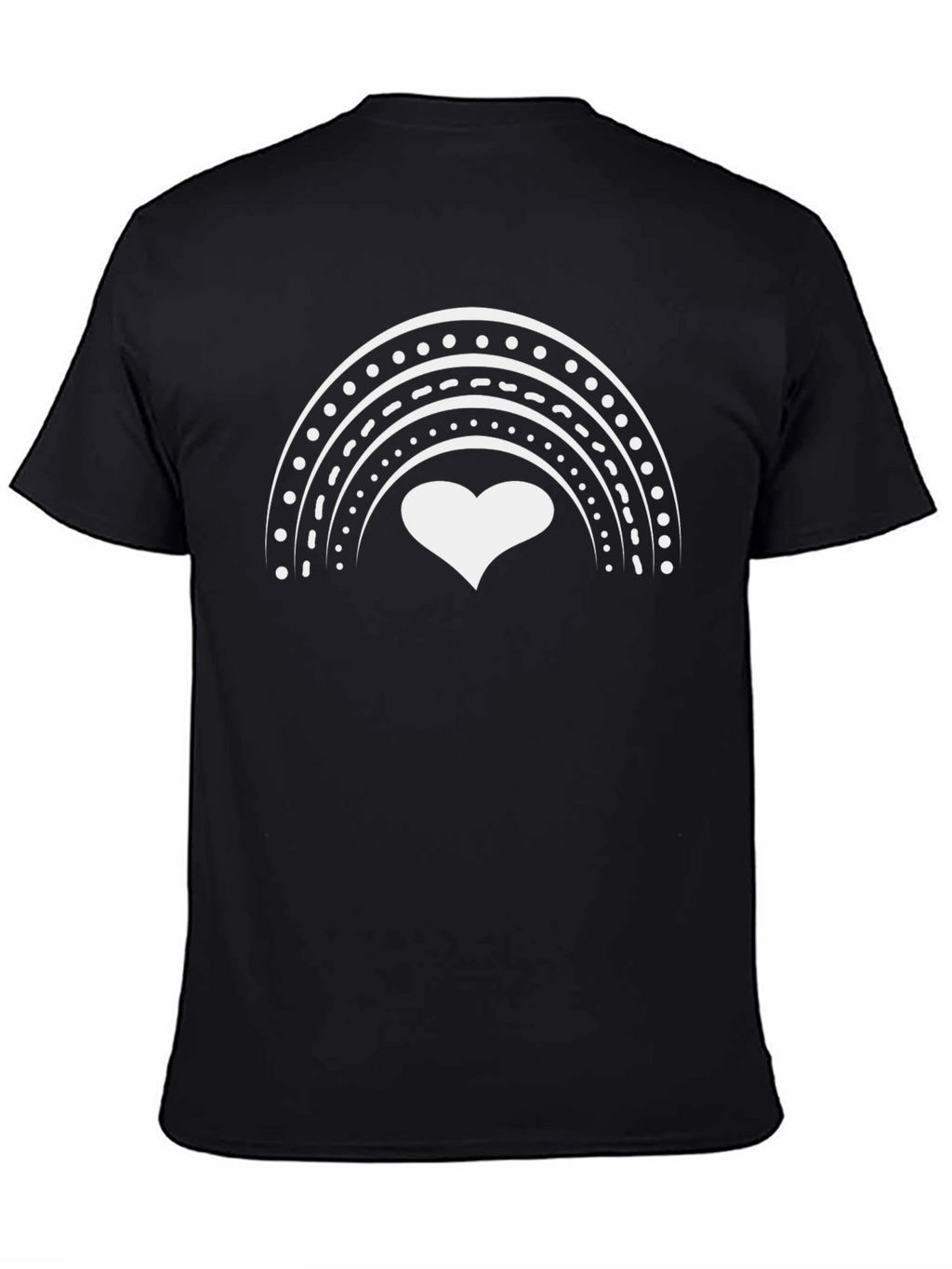 Heart Rainbow Graphic Tee - Black Cotton Blend