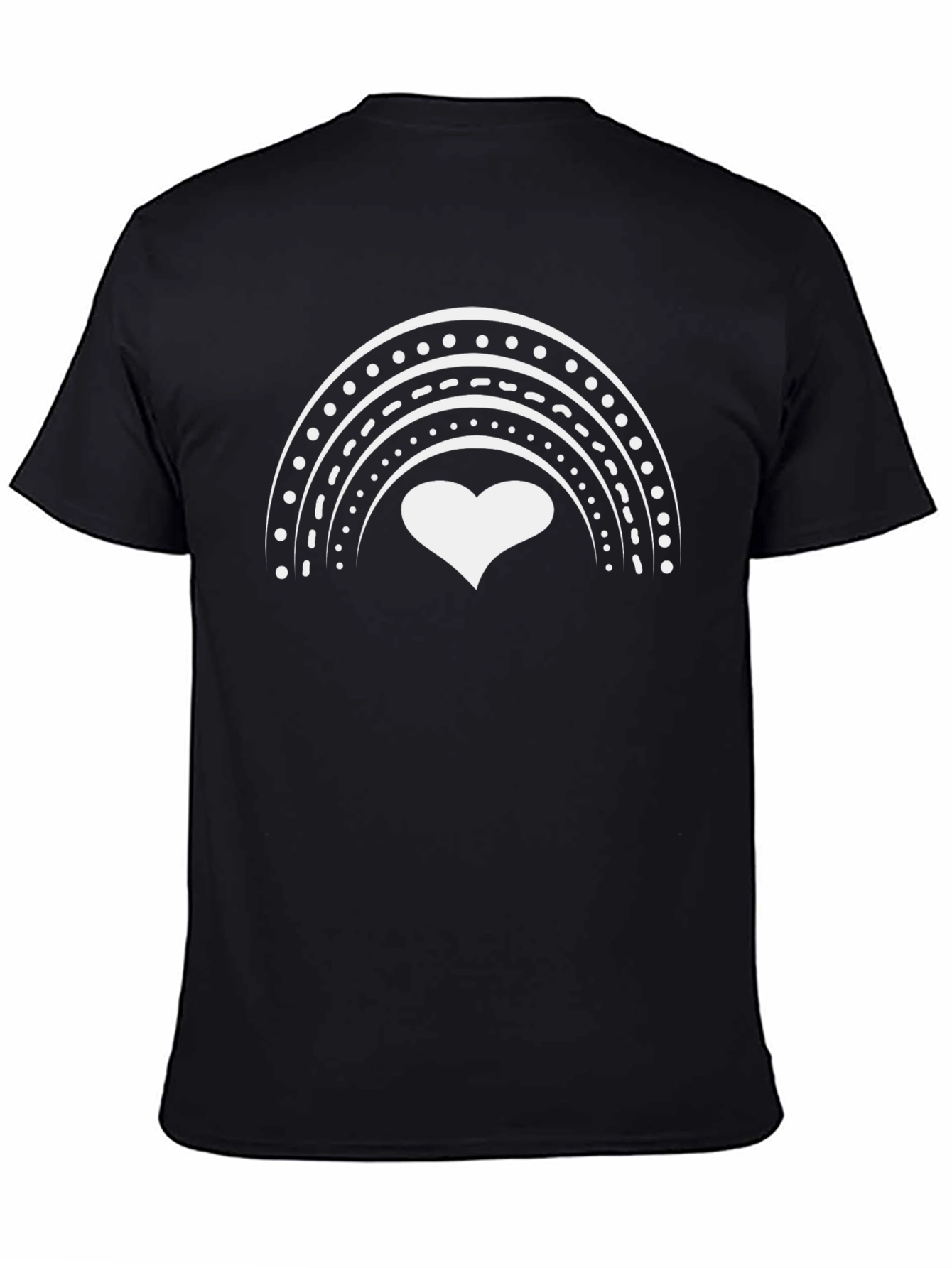 Heart Rainbow Graphic Tee - Black Cotton Blend