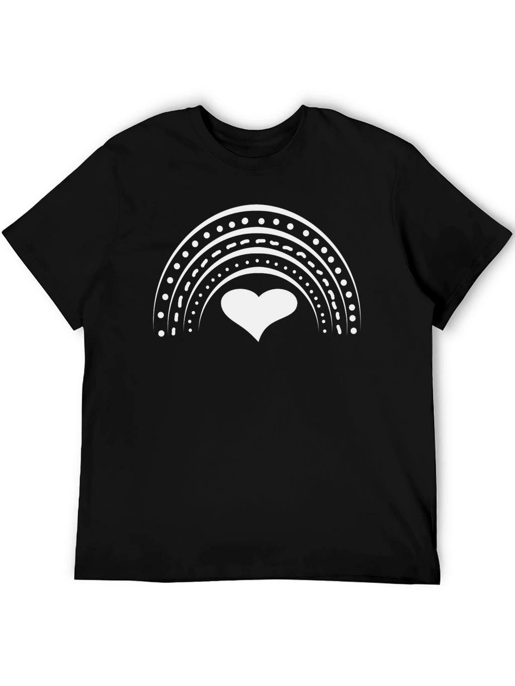 Heart Rainbow Graphic Tee - Black Cotton Blend