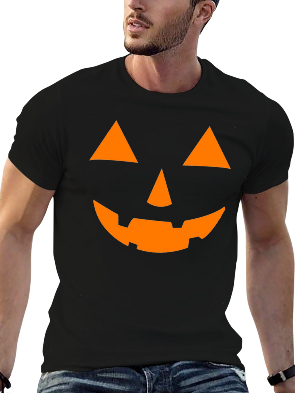 Halloween Pumpkin Face Graphic T-Shirt