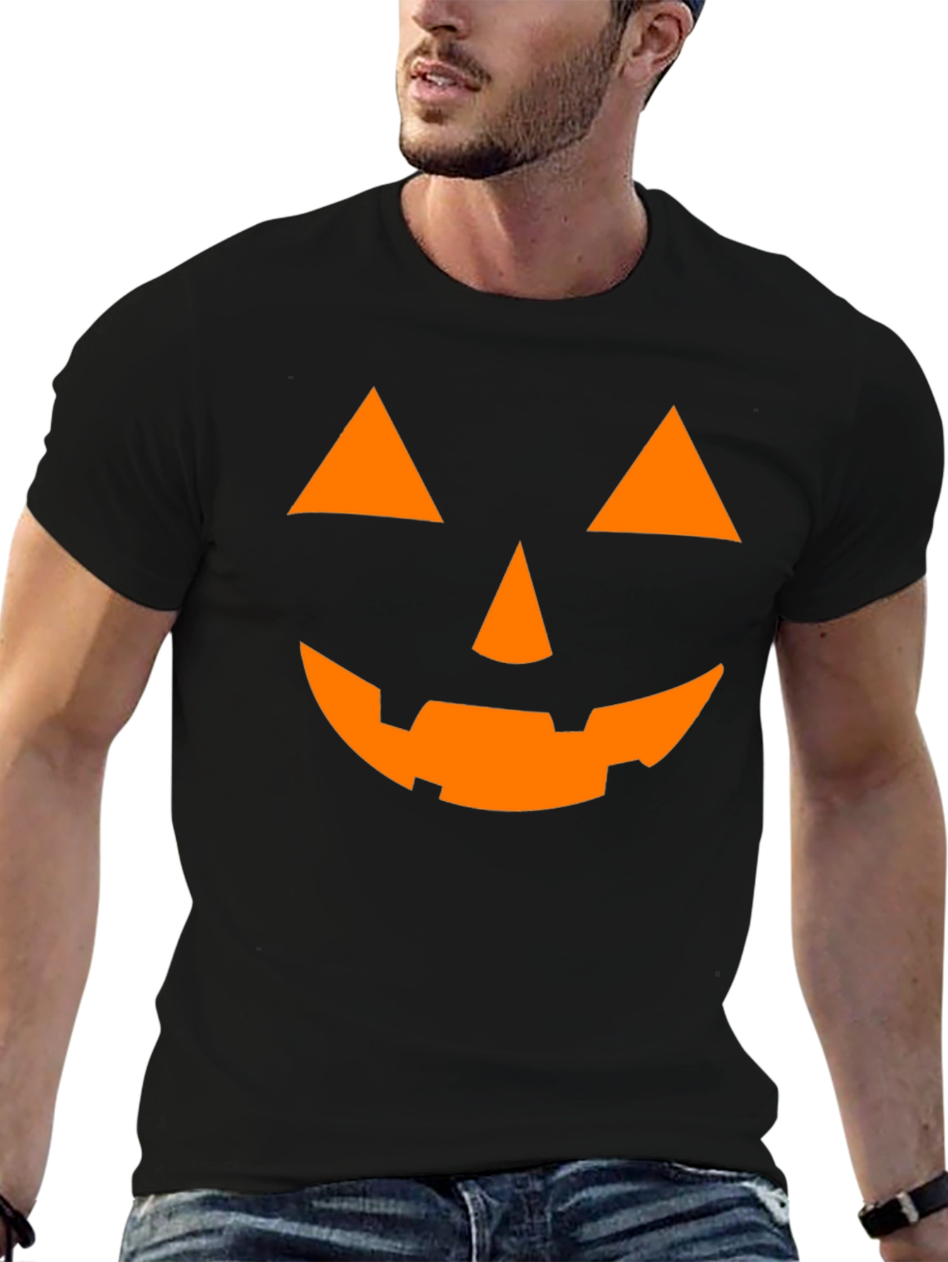 Halloween Pumpkin Face Graphic T-Shirt