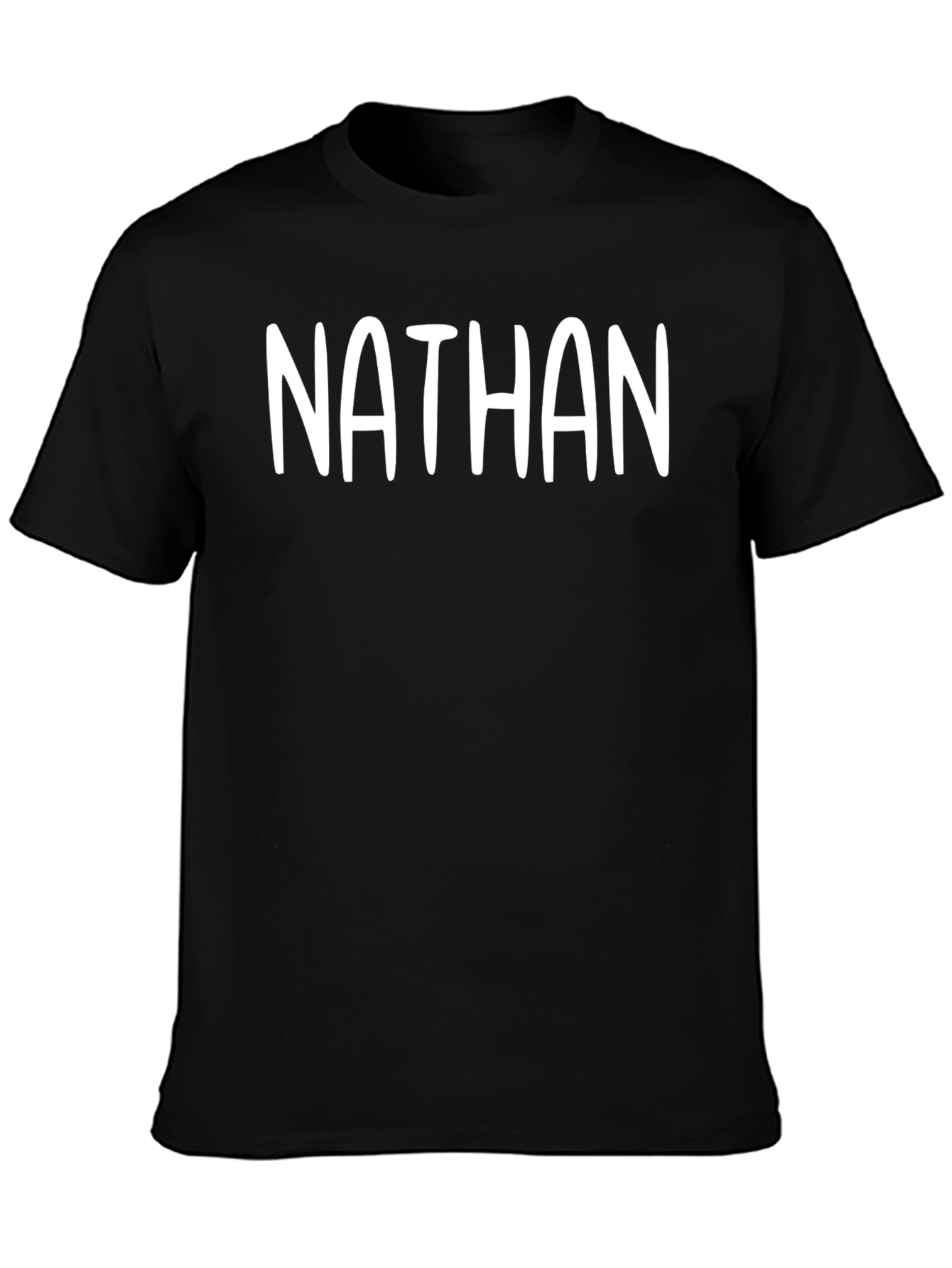 Personalized Nathan Black Cotton T-Shirt