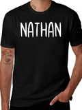 Personalized Nathan Black Cotton T-Shirt