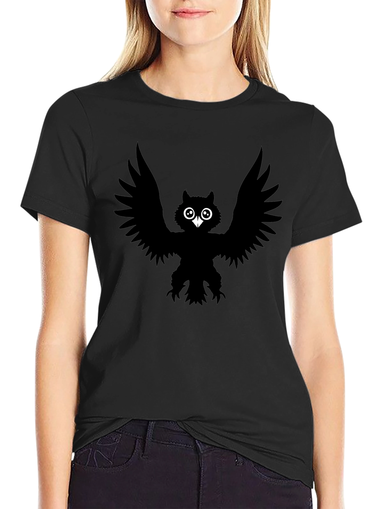 Black Owl Graphic Tee - Mens Short Sleeve Cotton Shirt