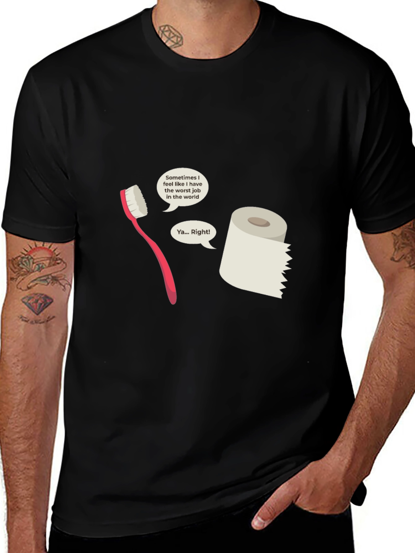 Humorous Toothbrush vs Toilet Paper T-Shirt