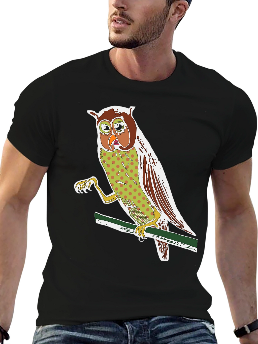 Owl Graphic Print Crew Neck T-Shirt