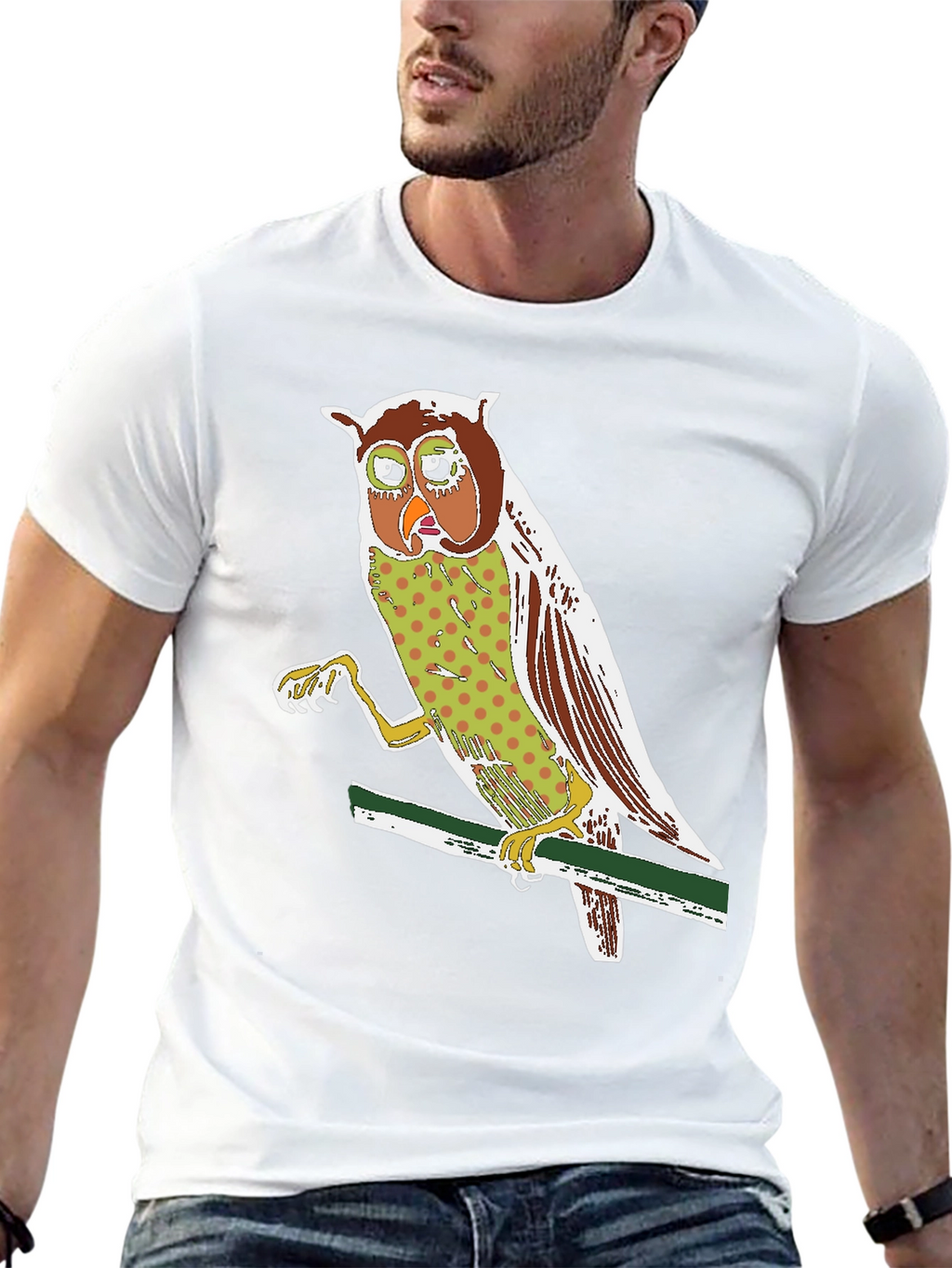 Owl Graphic Print Crew Neck T-Shirt