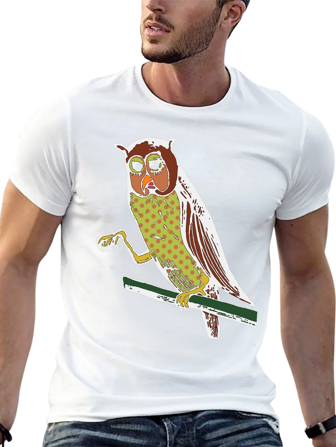 Owl Graphic Print Crew Neck T-Shirt